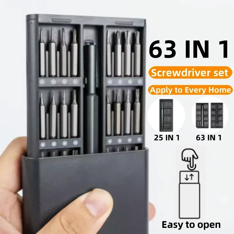 63 in 1 Precision Screwdriver Set Home Hand Repair Tool Kit Magnetic Phillips Drill Bits for iPhone Xiaomi Camera Glasses Watch