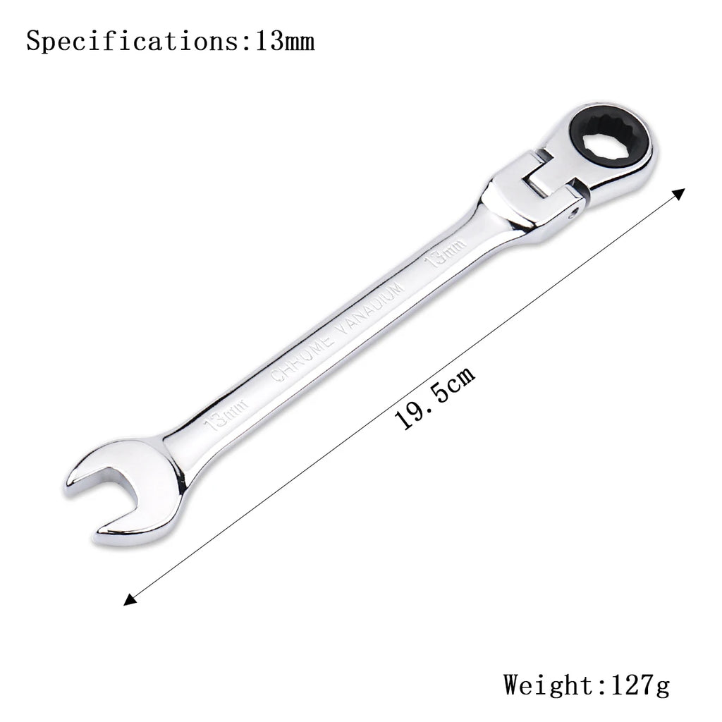 Ratchet Wrench Combination Metric Flex Head Ratcheting Wrench Metric Standard 11-15mm Sturdy Chrome Vanadium Steel Spanner Tools