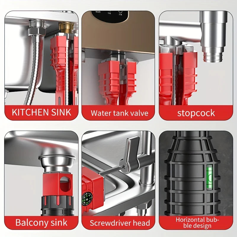 Bathroom & Kitchen Faucet Repair Tool Set - 18-in-1 & 24-in-1 Flume Wrenches