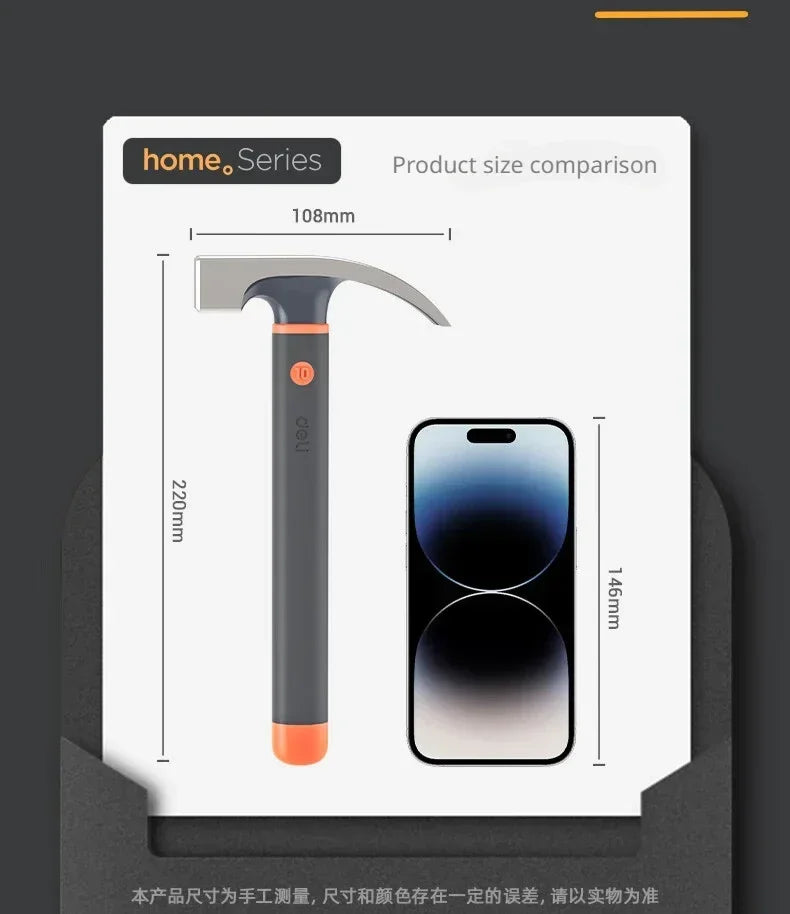 Deli 10oz Claw Hammers Mini Camping Hammer Nail Hammer with Shock Reduction Grip Multifunctional Woodworking Repair Hand Tools