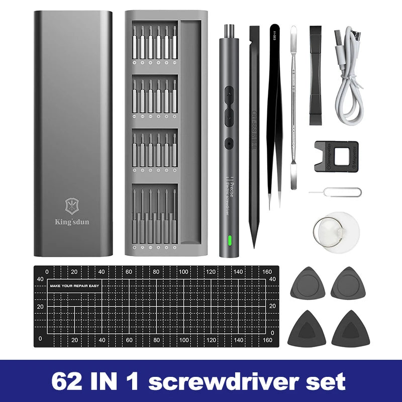 Electric Screwdriver Precision Sets 62 in 1 Power Tool Kit Rechargeable Wireless Mini Small Magnetic Bits for Xiaomi Cell Mobile