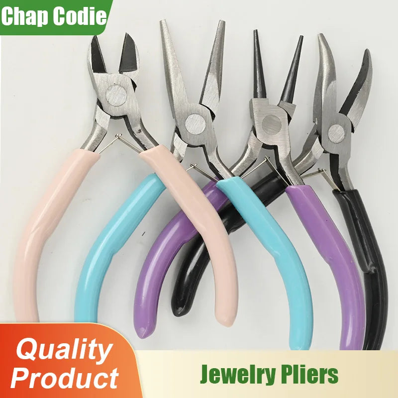 45# Carbon Steel Jewelry Pliers Needle/Chain/Round Nose Wire Cutter Tweezers Jewel Repair Handcrafts Beading Sewing Pliers Tool