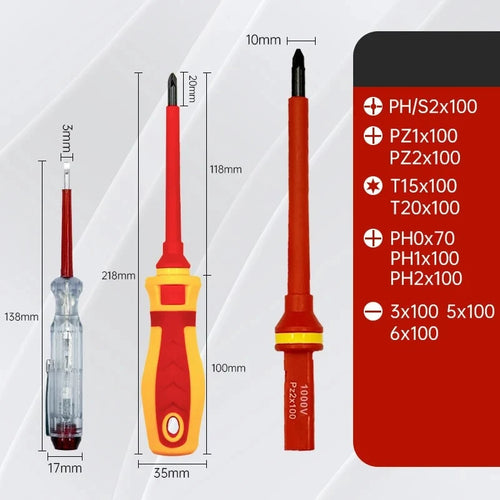 13 in 1 Electrician Screwdriver Set Phillips Slotted Torx Professional 1000V Insulated CRV Magnetic Screw Driver Changeable Bit