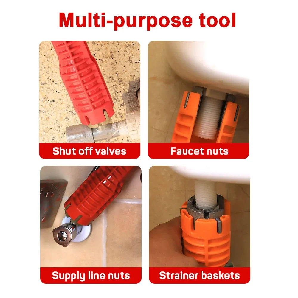 14 In 1 Sink Faucet Wrench Repair Tool Handle Double Head Wrench Spanner Tool Installer Repair Installation Hand Tools