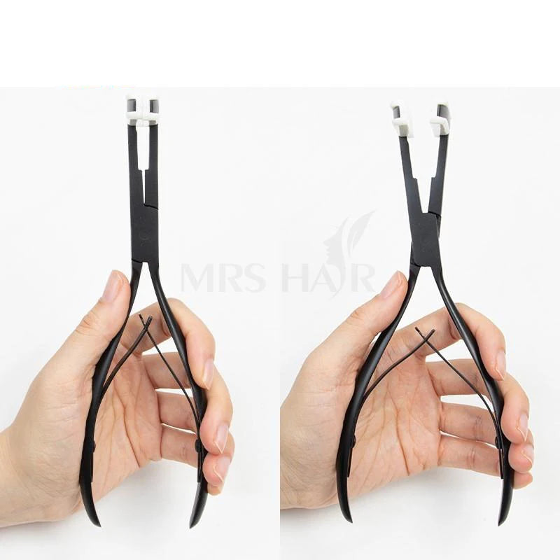 MRSHAIR Professional Hair Extension Pliers For Tape in Hair 4.5cm Deck Shape Stainless Steel Tape in Pliers Ergonomic Durable