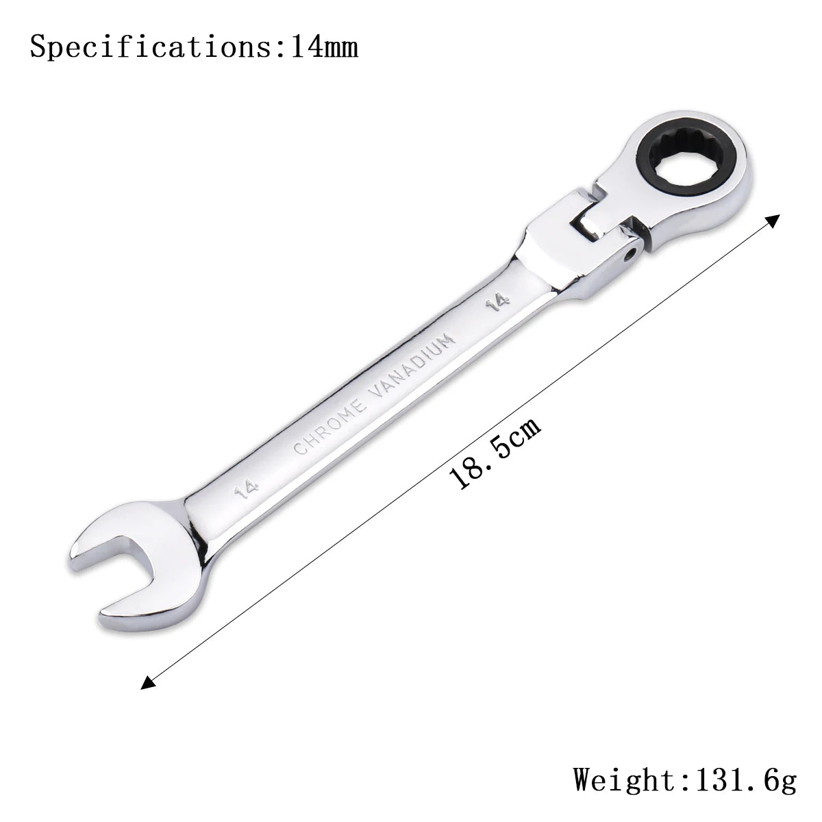 Ratchet Wrench Combination Metric Flex Head Ratcheting Wrench Metric Standard 11-15mm Sturdy Chrome Vanadium Steel Spanner Tools