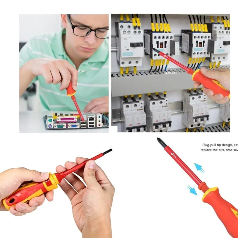 Electrician Repair Tools Kit Changeable Insulated Screwdrivers Set  Magnetic Slotted Bits Repair Tool Electrician Tool