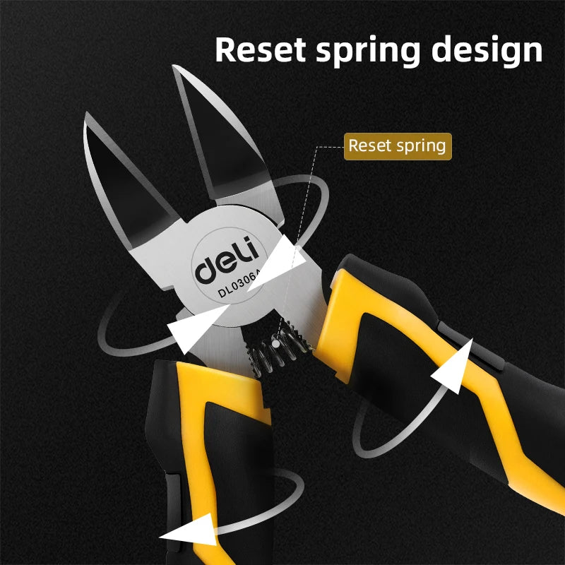 Deli 5 Inch 6 Inch Universal Plastic Nippers Mini Diagonal Pliers Multifunctional Hardware Hand Tools Electrician Wire Cutter