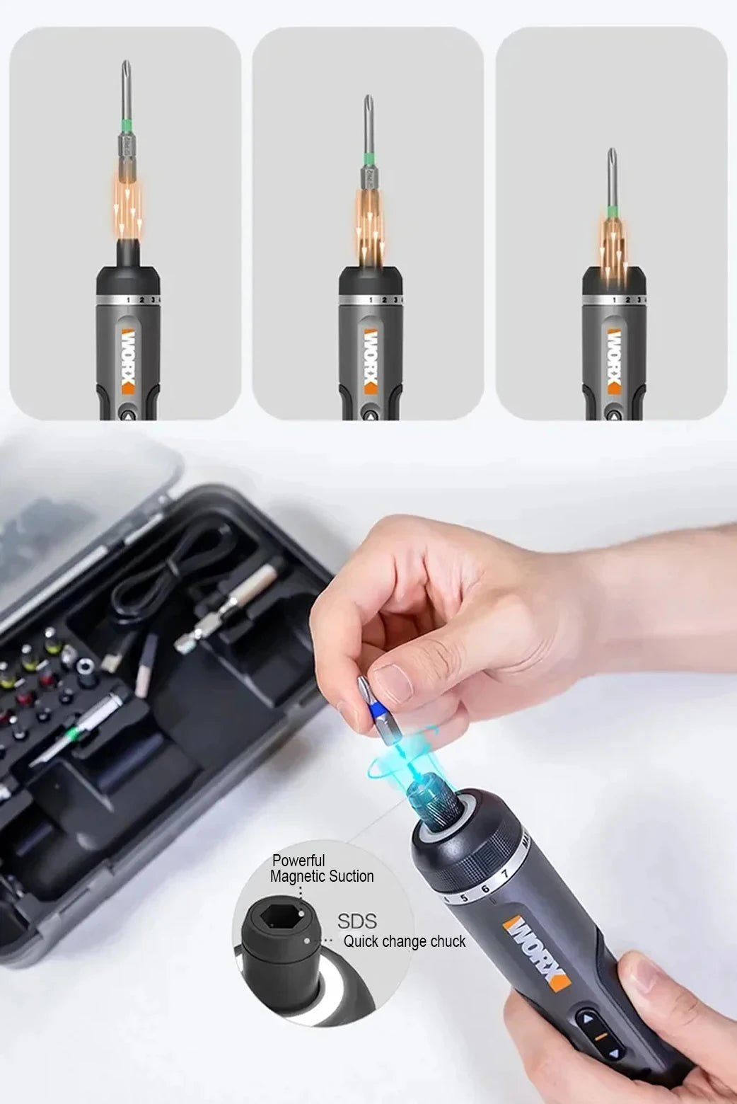 WORX  WX242 4V Electrical Screwdriver Set Smart Cordless Electric Screwdrivers USB Rechargeable 30 Bit Set Mini Drill Power Tool