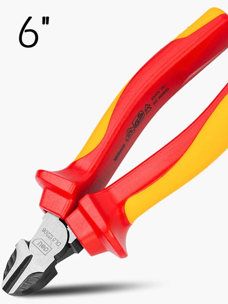 6/8 Inch 1000V Insulated Needle Nose Pliers Multifunction Electrician Repair Hand Tools VDE Insulated Labour-saving Wire Cutter