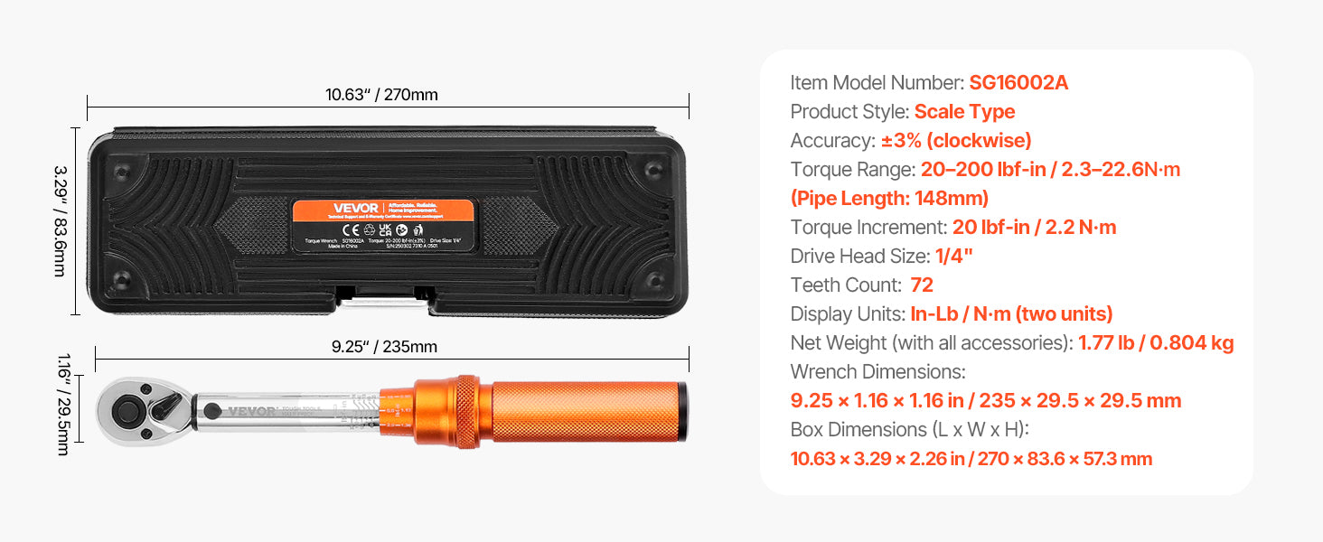 SucceBuy 1/2" 1/4" 3/8" Mechanical Torque Wrench Set Precision Pointer Hand Tools Torque Wrench Mechanical Car Repair Tool