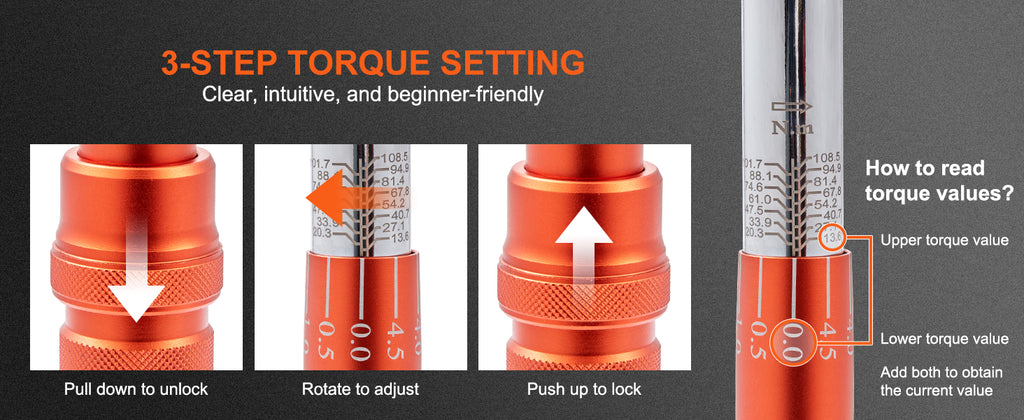 SucceBuy 1/2" 1/4" 3/8" Mechanical Torque Wrench Set Precision Pointer Hand Tools Torque Wrench Mechanical Car Repair Tool