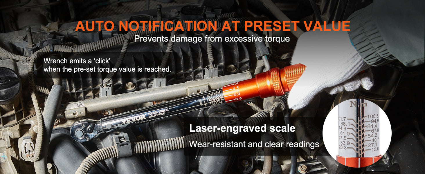 SucceBuy 1/2" 1/4" 3/8" Mechanical Torque Wrench Set Precision Pointer Hand Tools Torque Wrench Mechanical Car Repair Tool